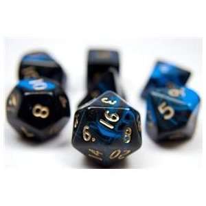   Set (Oblivion Blue Black) role playing game dice + bag Toys & Games