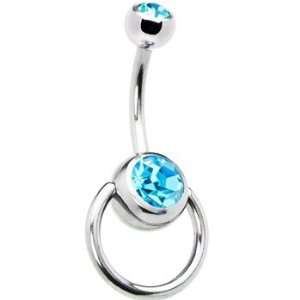  Aqua Double Gem Slave Belly Ring: Jewelry