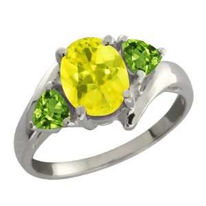 12 Ct Oval Canary Mystic Topaz and Green Peridot Sterling Silver 