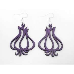  Purple Garlic Clove Wooden Earrings GTJ Jewelry
