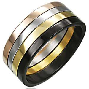 316L Black Gold Silver Bronze Stainless Steel Ring  