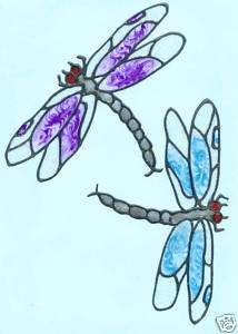 faux stained glass dragonfly window clings  