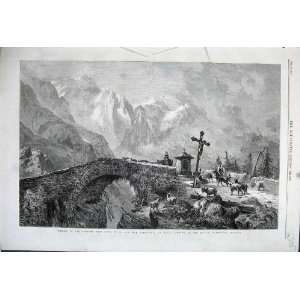   1861 Bridge Mountains Viescher Thal Goats Cross Trees: Home & Kitchen