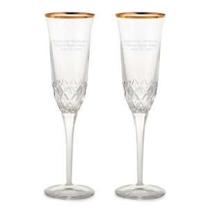   Personalized Gold Rim Champagne Toasting Flutes Gift