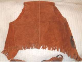 Vintage Sheplers Girls Suede Buckskin Sheriffs Vest & Skirt Sz L 