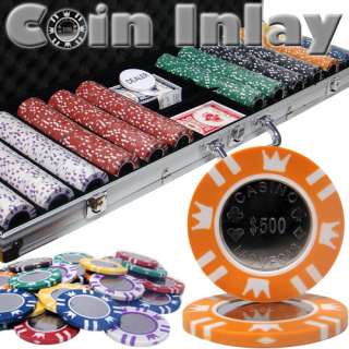 600 Ct Coin Inlay 15 Gram Poker Chips Set  