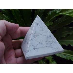   A2902 Gemqz White Howlite Carved Pyramid X large  