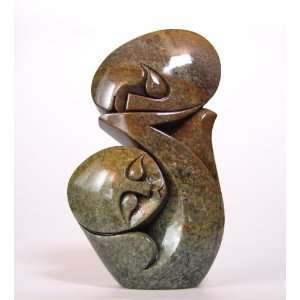  Shona Serpentine Sculpture Mother & Child by Cuth 