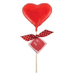 Traverse Bay Confections 15oz Red Foiled Milk Chocolate Heart Lollipop 