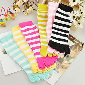 Pairs Colorful WOMENS candy five finger Toe Socks  