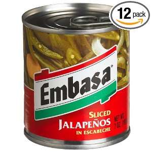 Embasa Sliced Jalapeno Peppers, 7 Ounce Containers (Pack of 12 