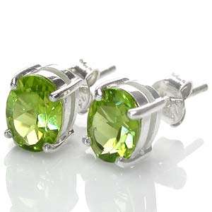 7ct. Natural Peridot 925 Sterling Silver Stud Earrings sbdr  