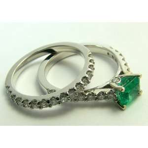   Gem Quality Colombian Emerald & Diamond Wedding Set 