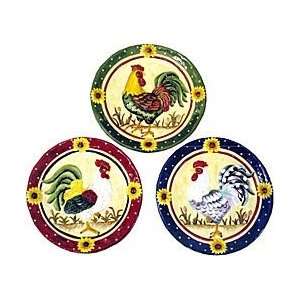 Country Rooster Ceramic Plates 