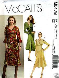 Misses Size 6 8 10 12 Dress Sewing Pattern McCalls 5178  