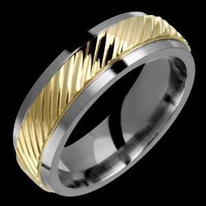  Daya   size 11.25 Titanium Ring with 14K Gold Inlay Design 