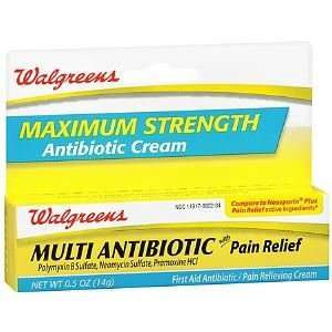 Walgreens Maximum Strength Multi Antibiotic Cream with Pain Relief, .5 