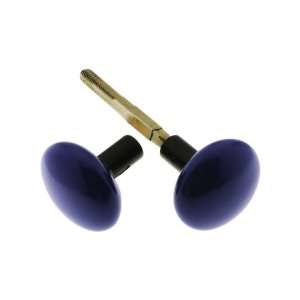   Pair of Blue Porcelain Door Knobs with Iron Shanks.