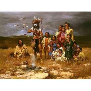  Howard Terpning   The Shaman and His Magic Feathers Canvas 