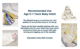 Baby Swaddle Wraps Blanket Cotton Cot Crib Cuddle Bedding Adjustable 