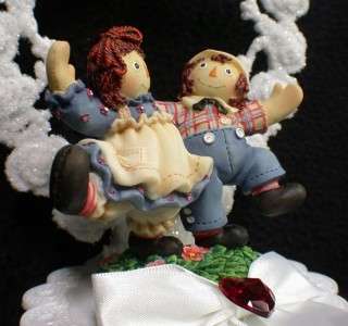 Dancing Raggedy Ann & Andy celebration Wedding Cake Topper Country 