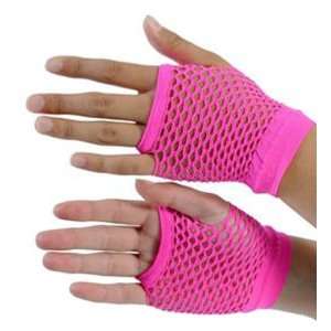  Punk Rocker Short Pink Fishnet Gloves 
