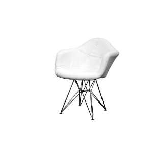    Lia White Tufted Faux Leather Eiffel Arm Chair