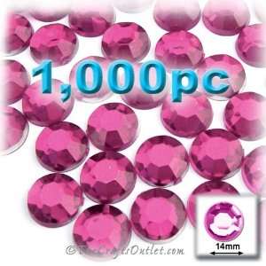  1000pc Rhinestones Round 14mm flatback Hot Pink or Rose 