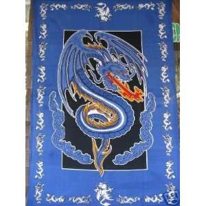   Blue Chinese Fire Breathing Dragon GORGEOUS Tapestry: Home & Kitchen