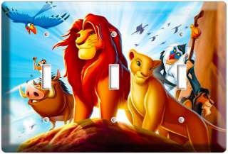 LION KING TIMON AND PUMBAA DISNEY 3D MOVIE TRIPLE LIGHT SWITCH WALL 