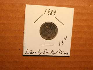 liberty seated dime 1889 grade good+ problem corroded slightly bent