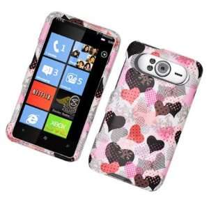  Pink Hearts Hard Protector Case Cover For HTC HD7 Cell 