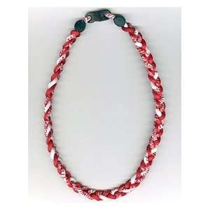   : Titanium Ionic Braided Necklace   Crimson/White: Sports & Outdoors