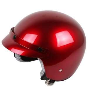  3/4 Dot Open Face Motorcycle Helmet Wine Red DOT(Medium 