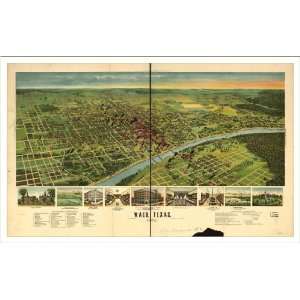  Historic Waco, Texas, c. 1892 (M) Panoramic Map Poster 