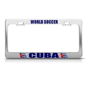  Cuba Cuban Flag Sport Soccer license plate frame Stainless 