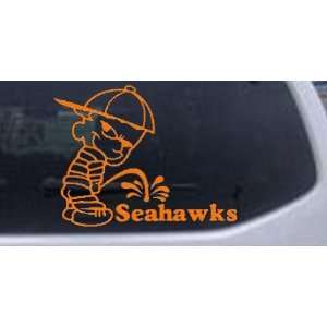 Pee on Seahawks Car Window Wall Laptop Decal Sticker    Orange 24in X 