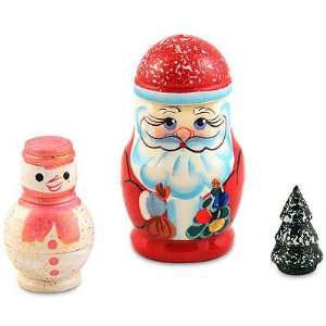  Father Frost with a Bag and a Christmas Tree. Nesting Doll 