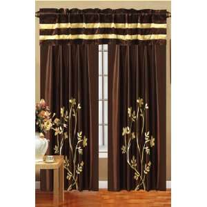  Jardin Curtain Set w/Drapes/ Tassels / Sheers Chocolate 