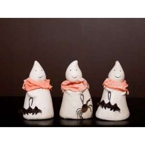    Set of 3 Small Cute Ghosts with Neck Ruffles