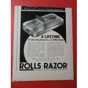  Rolls Razor. 1940 print ad (A lifetime of shaving pleasure 