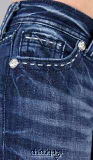 MISS ME Jeans Embossed Crystal Trinity Denim Boot Cut JW5305B3 Sz 27 