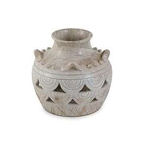  Raku ceramic vase, Tribal Fire