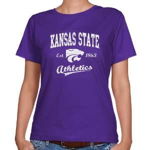  Kansas State Wildcats Ladies Purple Old School Script 