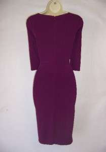 SANGRIA Purple Stretch Jersey Ruched Cocktail Evening Dress 10 NWT 