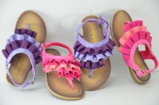 Girls Sandals Ruffle Design in Purple or Fuschia(pink) New 9 4 Youth 