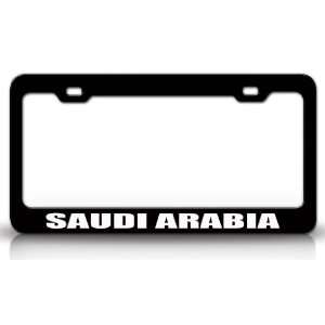 SAUDIA ARABIA Country Steel Auto License Plate Frame Tag Holder, Black 