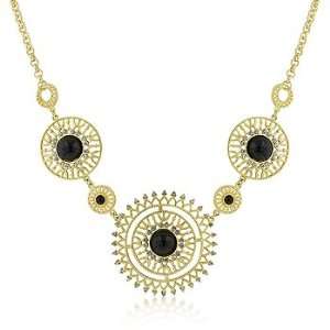    Midnight Sun Crystal and Onyx Cabochon Gold Necklace: Jewelry