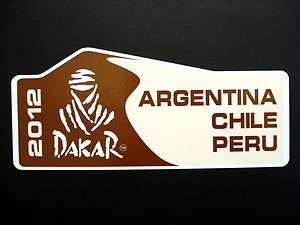 DAKAR 2012 STICKERS, 1 PAIR, 200mm, ARGENTINA CHILE PERU  