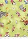 Animals Critter Carnival Lime Green Quilt Fabric 1 Yd  